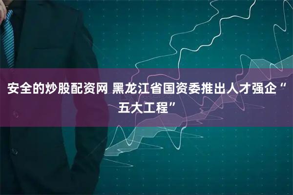 安全的炒股配资网 黑龙江省国资委推出人才强企“五大工程”